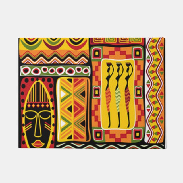 Colorful African Pattern Print Collage Doormat (Front)