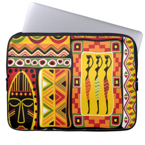 Colorful African Pattern Print Collage Laptop Sleeve