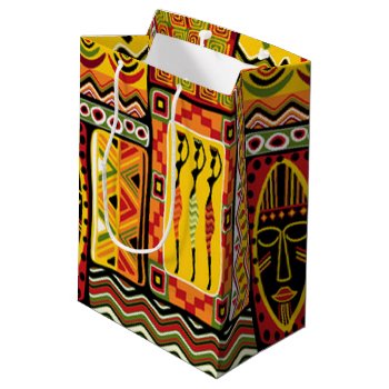 Colorful African Pattern Print Collage Medium Gift Bag by personaleffects at Zazzle