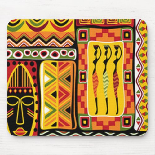 Colorful African Pattern Print Collage Mouse Pad