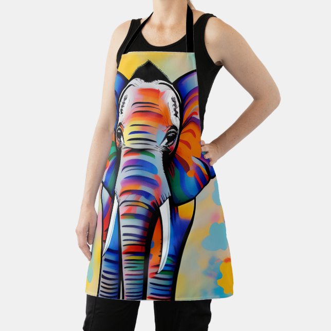 Colorful African Safari Elephant Apron (Insitu)