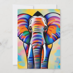 Colorful African Safari Elephant Holiday Card