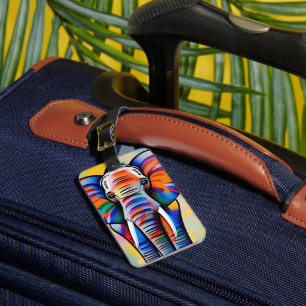 Colorful African Safari Elephant Luggage Tag