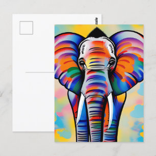 Colorful African Safari Elephant Postcard