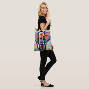 Colorful African Safari Elephant Tote Bag