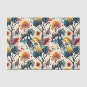 Colorful African Safari Jungle Wild Animal Pattern Tissue Paper
