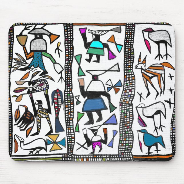 Colorful African Senufu print Mouse Pad (Front)