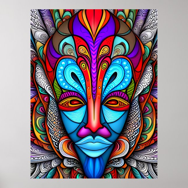 Colorful African Tribal Mask Poster (Front)