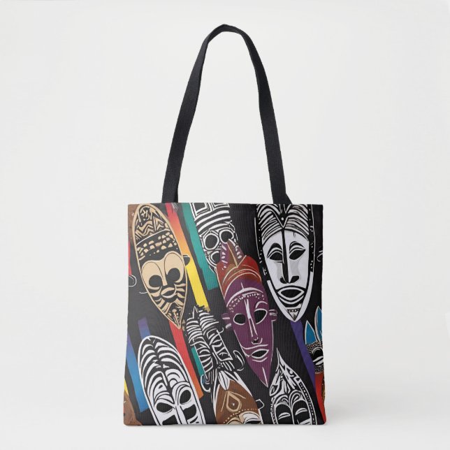 Colorful African Tribal Masks Tote (Front)