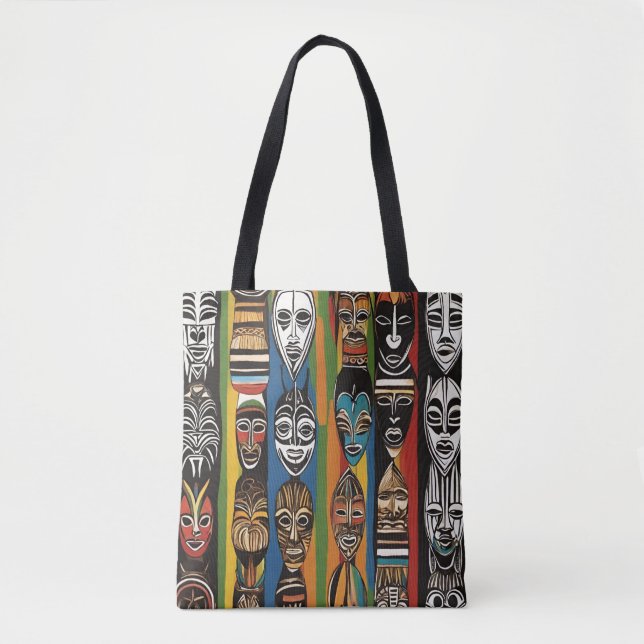 Colorful African Tribal Masks Tote (Front)
