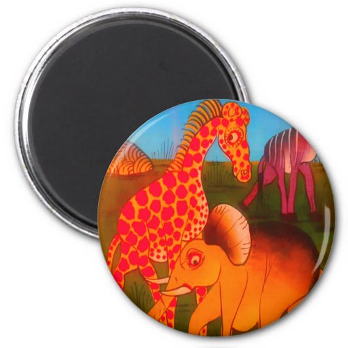 Colorful  African wild animal safari colors Magnet