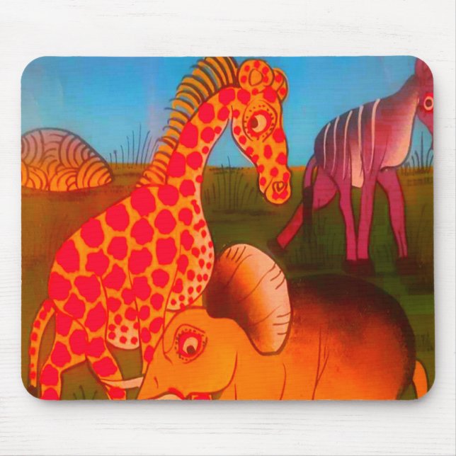 Colorful  African wild animal safari colors Mouse Pad (Front)