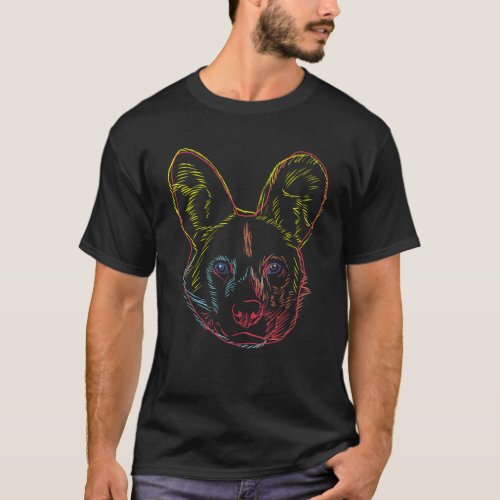 Colorful African Wild Dog T_Shirt