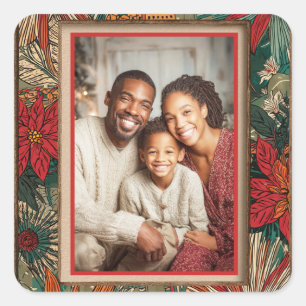Colorful Afro-Boho Merry Christmas  Square Sticker
