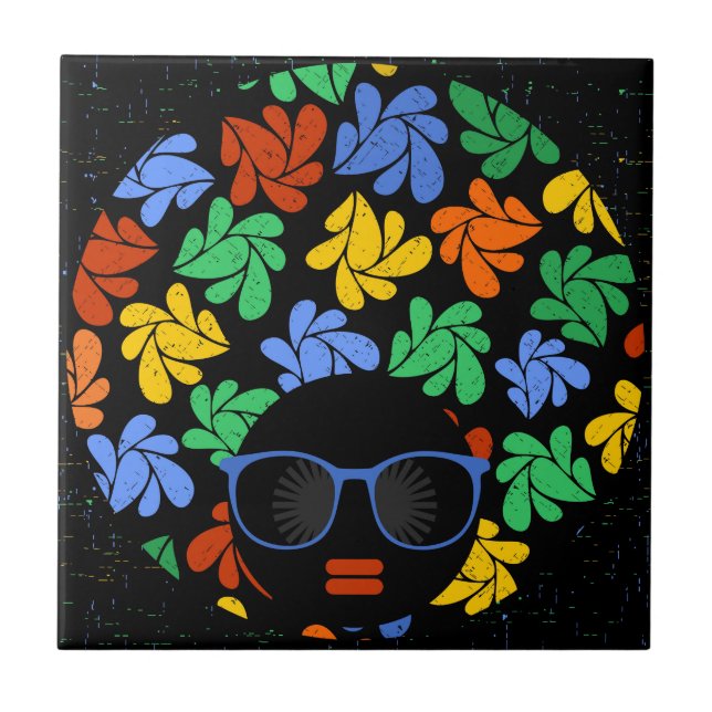 Colorful Afro Love Tile (Front)