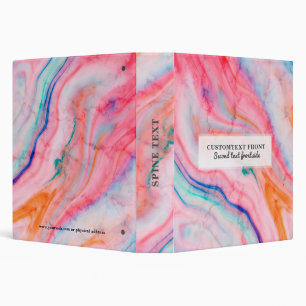 Colorful Agate Abstract Faux Marble 3 Ring Binder