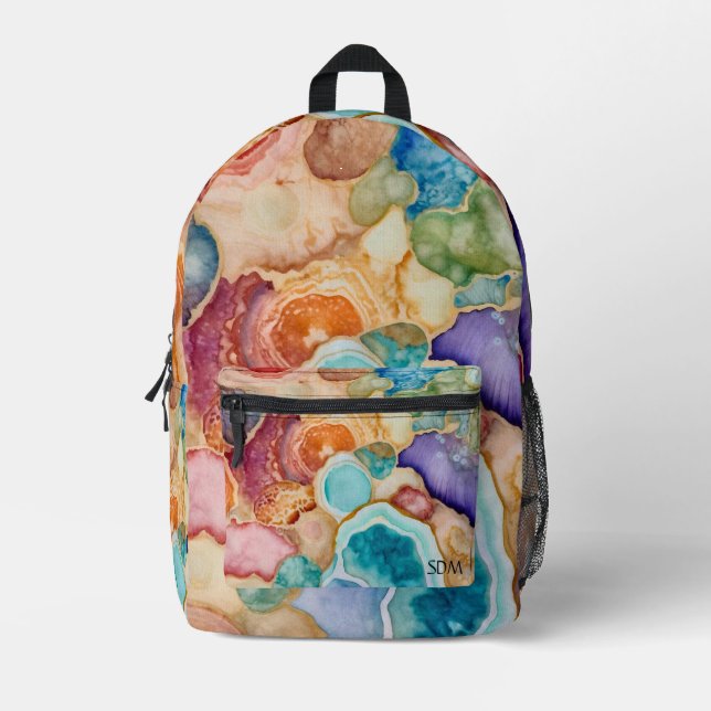 Colorful Agate Geode Gemstone (7) Printed Backpack (Front)