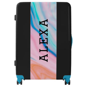 Colorful agate marble stone luggage