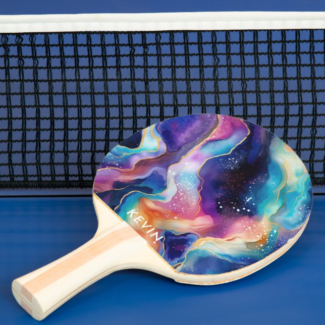 Colorful agate seamless pattern, monogram ping pong paddle (Insitu)