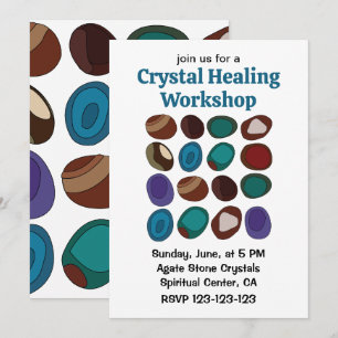 Colorful Agate Stone Crystal Healing Workshop Invitation