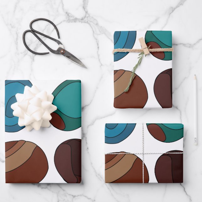 Colorful Agate Stone Crystal Pattern Wrapping Paper Sheets (Front)