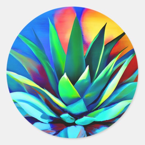 Colorful Agave plant  Classic Round Sticker