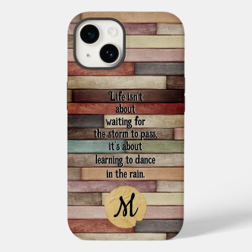 Colorful Aged Wood Pallet Quote Monogram Case_Mate iPhone 14 Case