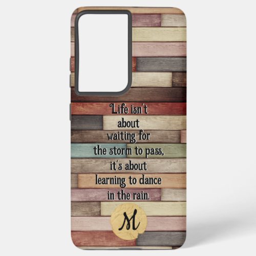Colorful Aged Wood Pallet Quote Monogram Samsung Galaxy S21 Ultra Case