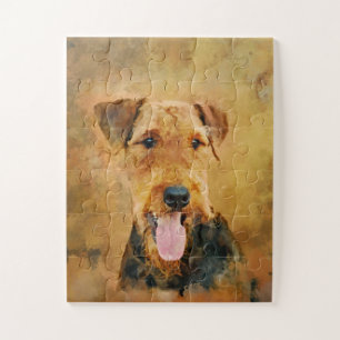 Colorful Airedale Terrier Portrait Jigsaw Puzzle