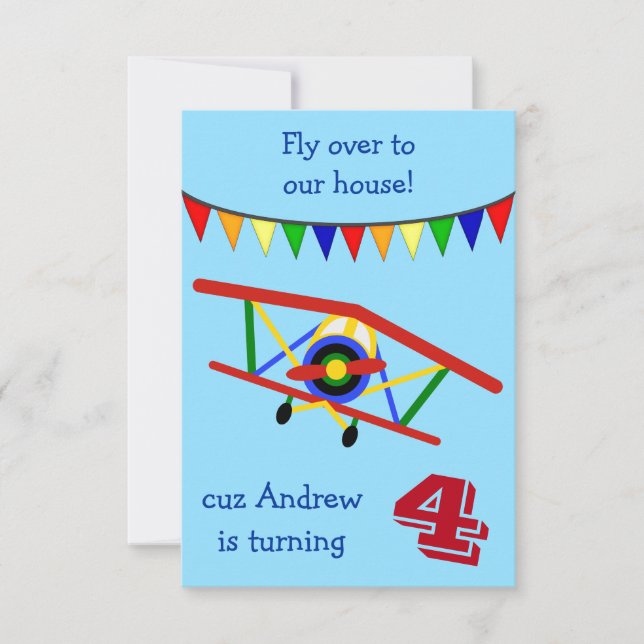 Colorful Airplane Kids Birthday Party Invitation (Front)