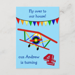 Colorful Airplane Kids Birthday Party Invitation