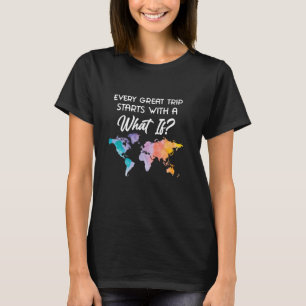 Colorful Airplane Travel Map Souvenir - Cool World T-Shirt