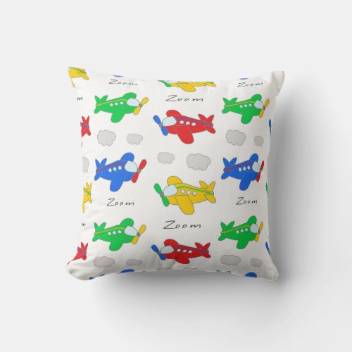 Colorful Airplanes Aviation Baby Boy Nursery Kids Throw Pillow