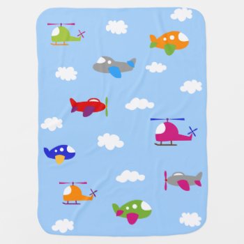 Colorful Airplanes In The Sky Baby Blanket by kazashiya at Zazzle