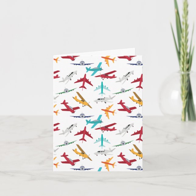 Colorful Airplanes Pattern Card (Front)