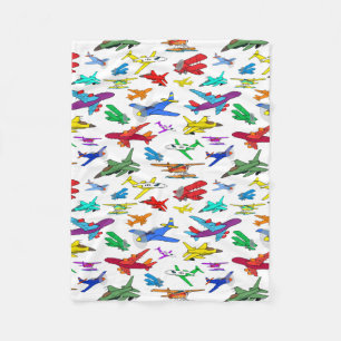 Colorful Airplanes Pattern Fleece Blanket