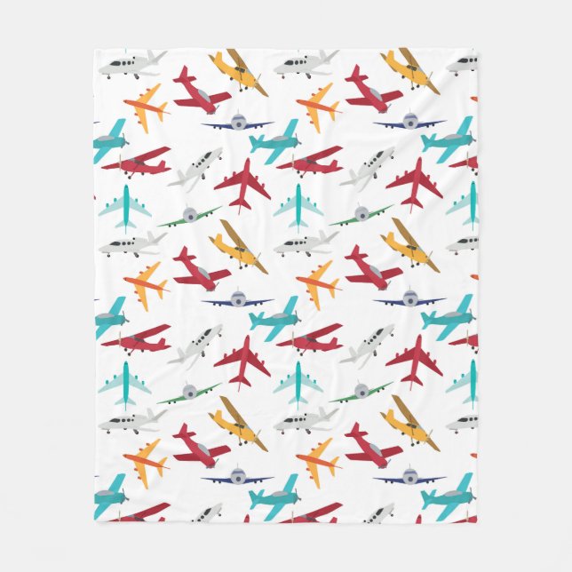 Colorful Airplanes Pattern Fleece Blanket (Front)