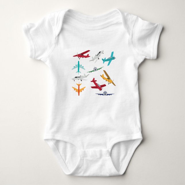 Colorful Airplanes Pattern Kids Bathroom Baby Bodysuit (Front)