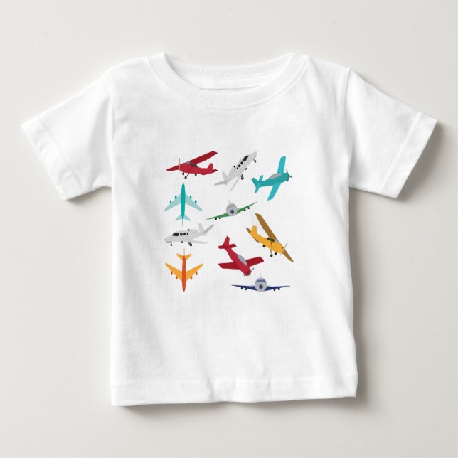 Colorful Airplanes Pattern Kids Bathroom Baby T-Shirt (Front)