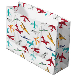 Colorful Airplanes Pattern Large Gift Bag