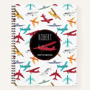 Colorful Airplanes Pattern Notebook