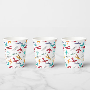 Colorful Airplanes Pattern Paper Cups