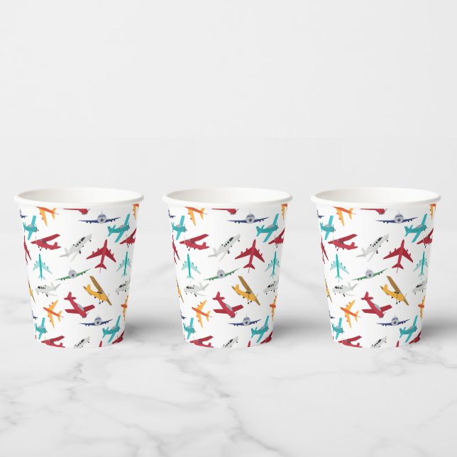 Colorful Airplanes Pattern Paper Cups (Multi)