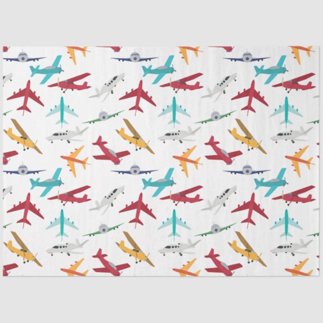 Colorful Airplanes Pattern Tissue Paper (Front)