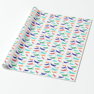 Colorful airplanes pattern wrapping paper