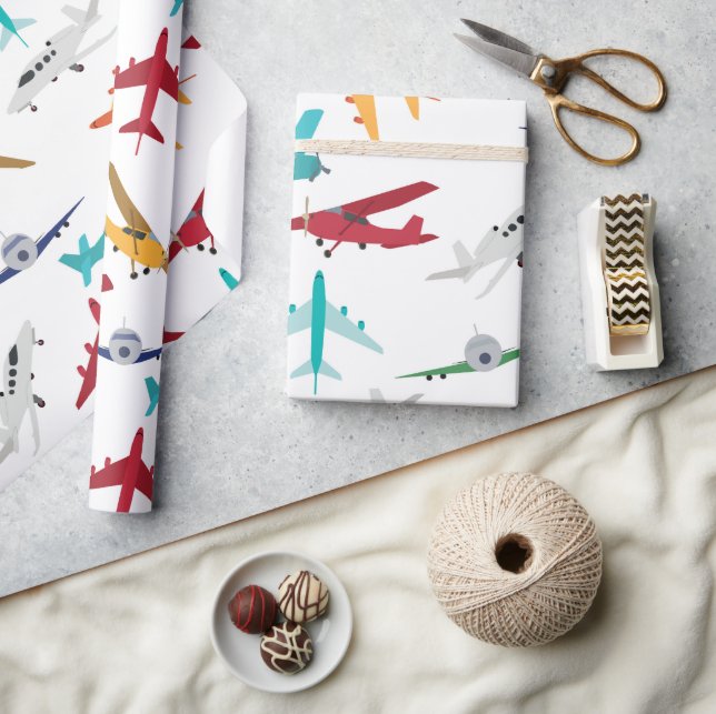 Colorful Airplanes Pattern Wrapping Paper (Crafts)