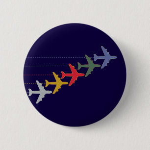 colorful airplanes pinback button