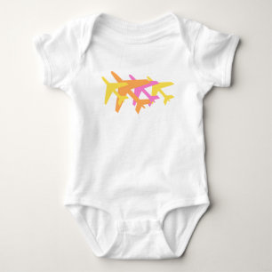 Colorful Airplanes pink yellow orange flying baby Bodysuit