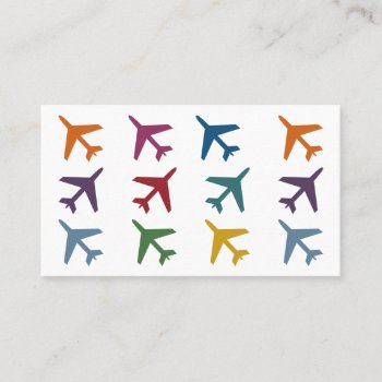 Colorful Airplanes Travel Business Cards by NeatBusinessCards at Zazzle