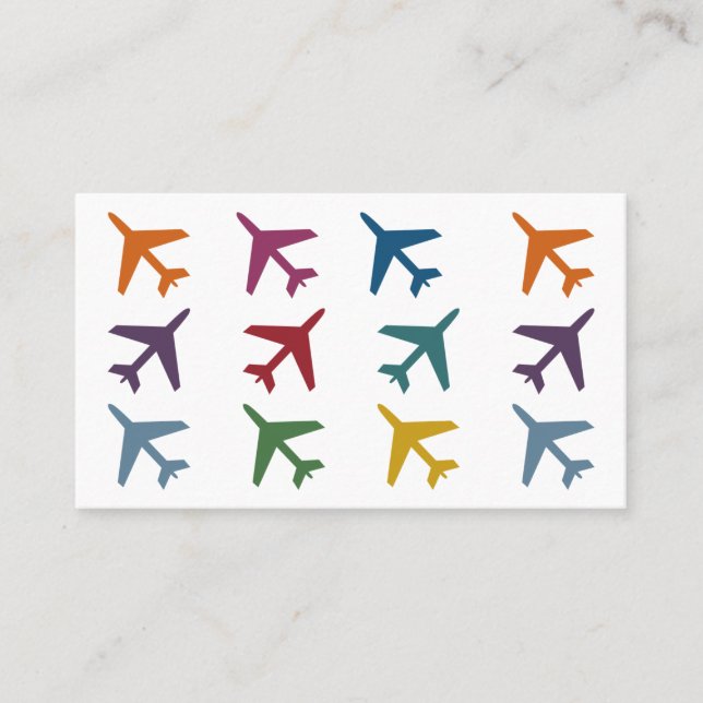 Colorful Airplanes Travel Business Cards (Front)